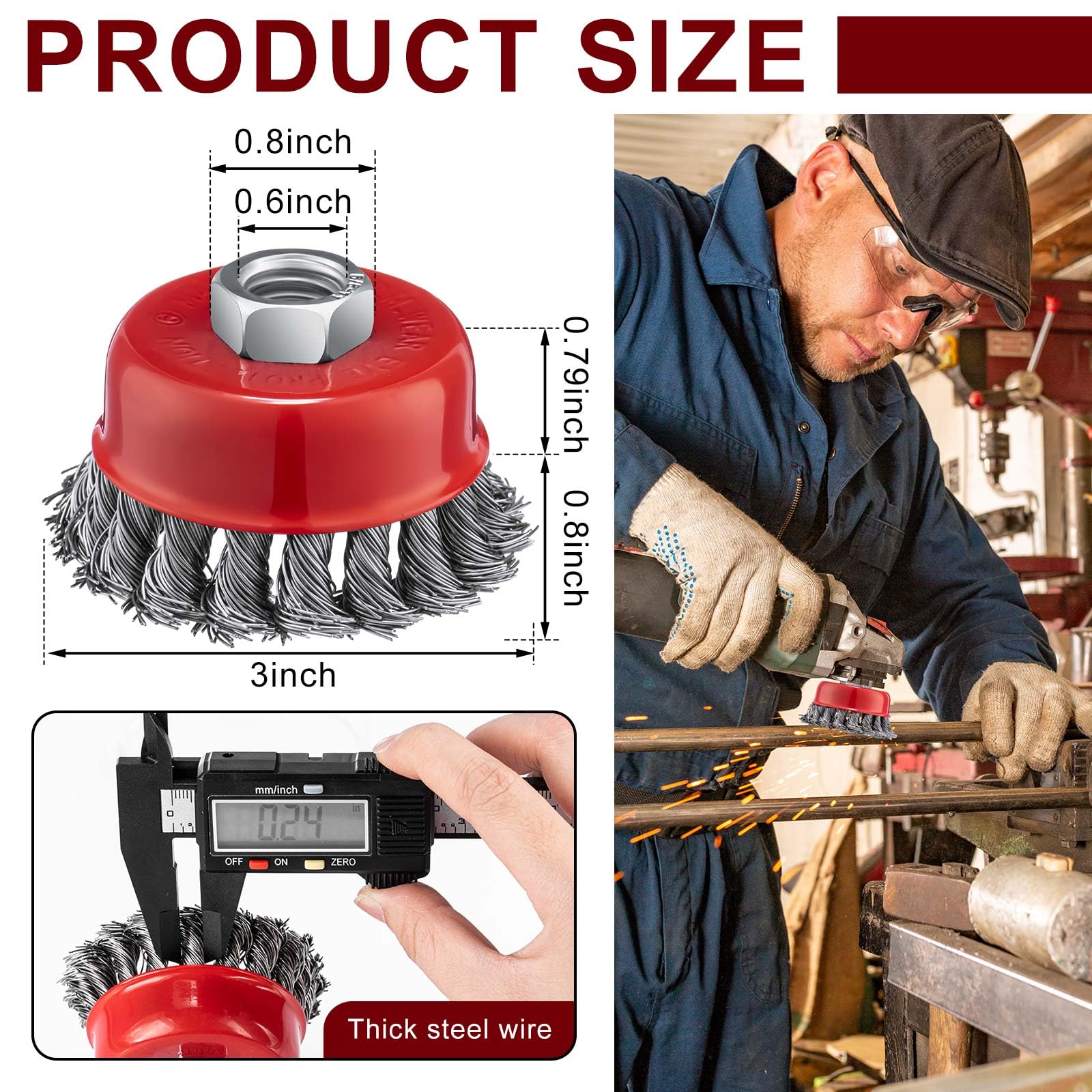 Amazon.com: Tandefio 36 Pcs 3 Inch Wire Wheel Cup Brush with 5/8